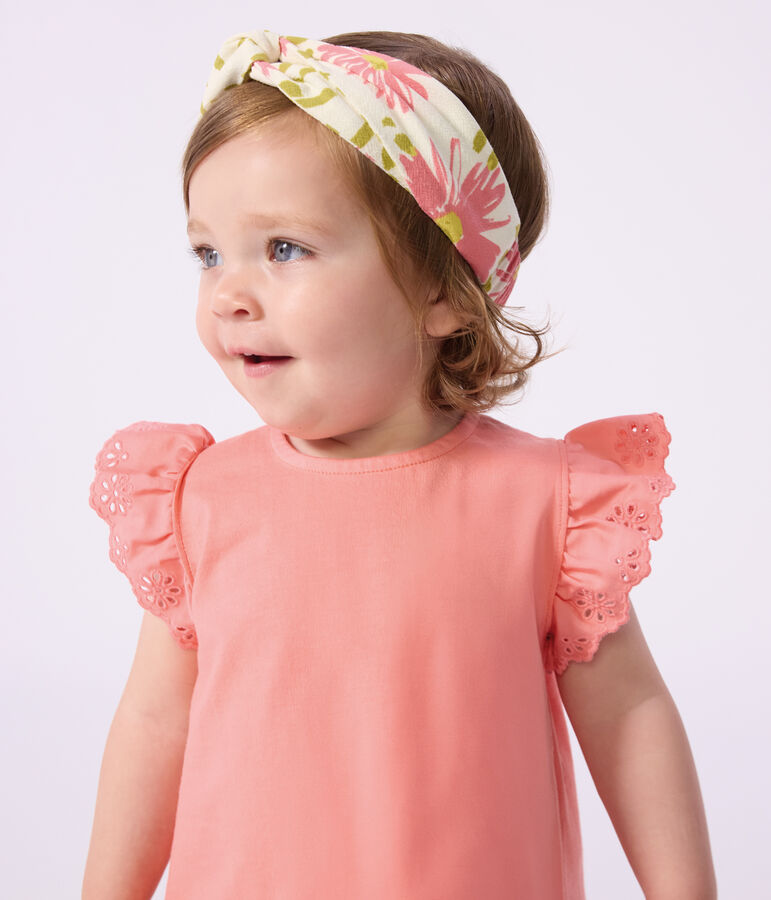 Kurz&auml;rmeliges Baby-T-Shirt aus einfarbiger Baumwolle rosa