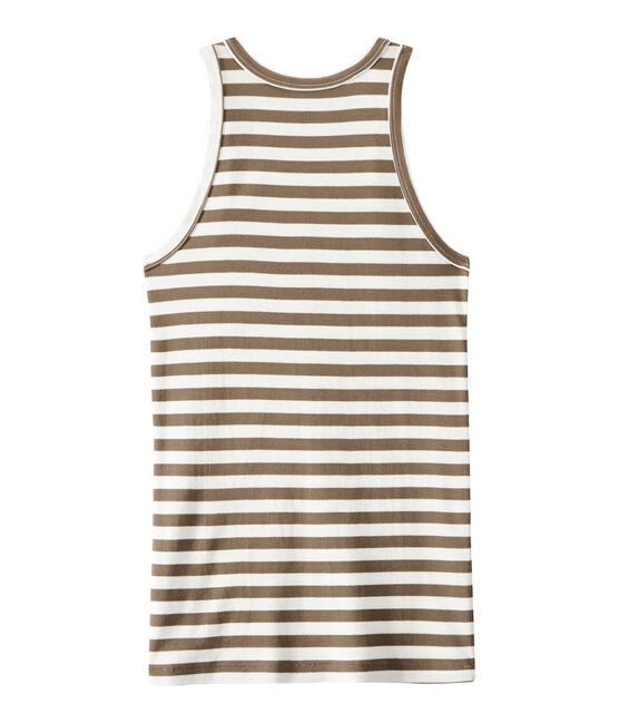 Gestreiftes Damen-Top aus Original-Rippstrick braun SHITAKE/weiss MARSHMALLOW