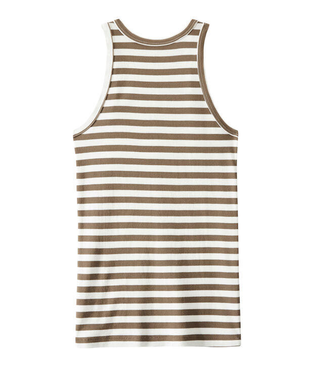 Gestreiftes Damen-Top aus Original-Rippstrick braun/weiss