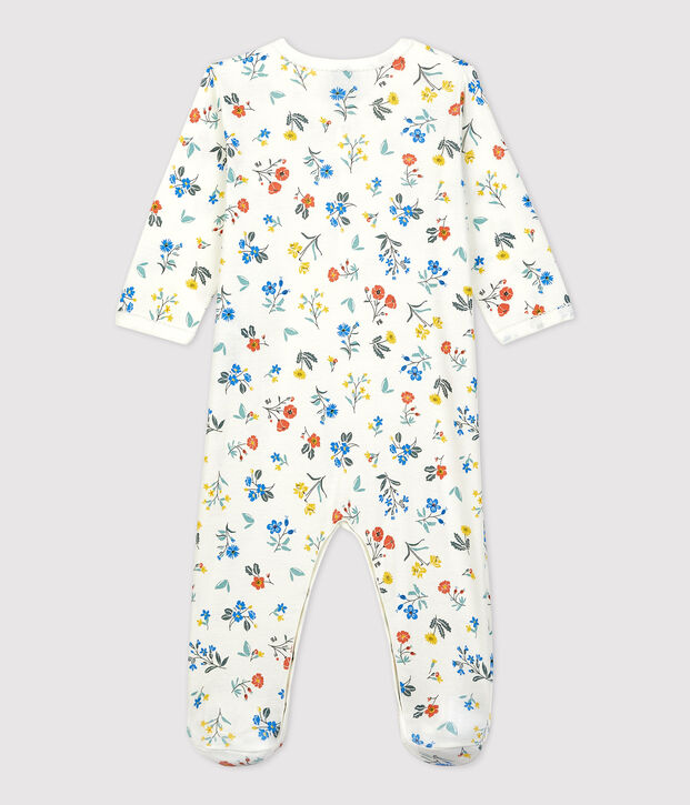Baby-Strampler aus Baumwolle mit Blumenmotiv weiss/vielfarbig