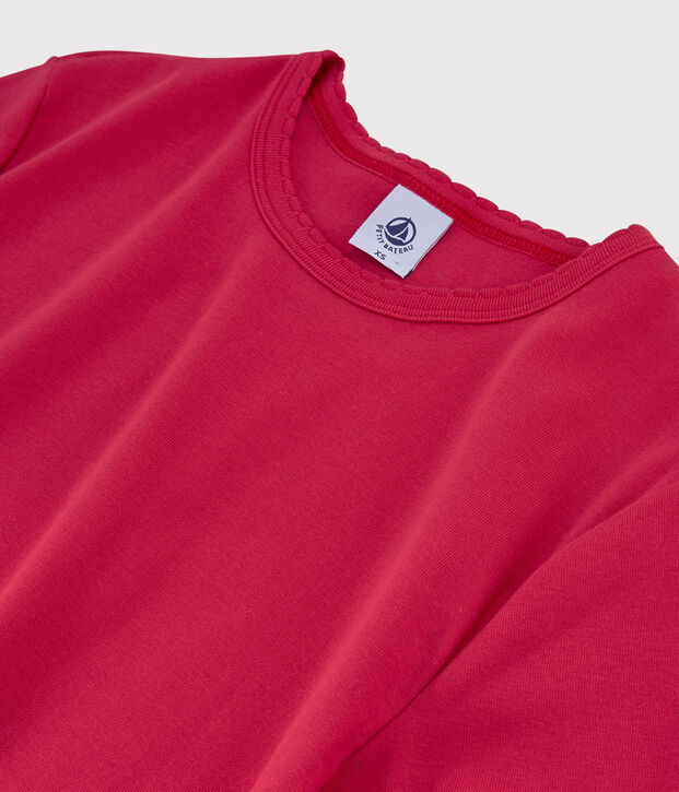 Klassisches Damen-T-Shirt aus Baumwolle mit Rundhalsausschnitt rosa