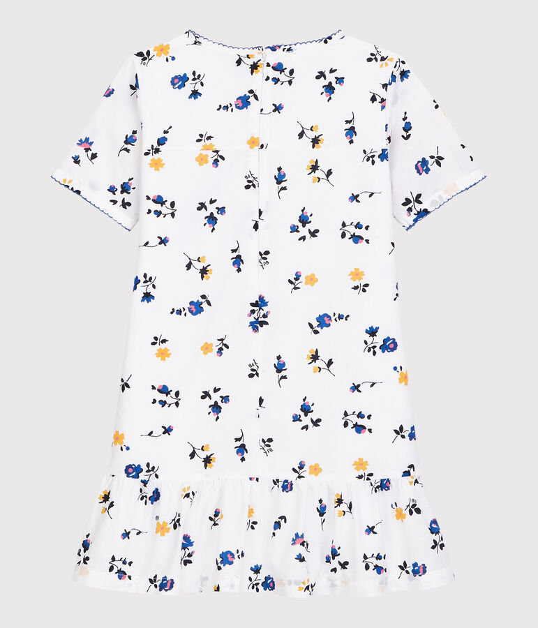 Kurz&auml;rmeliges Kinder-Kleid aus Baumwolle f&uuml;r M&auml;dchen weiss/vielfarbig