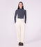 Damen-Rollkragenshirt aus Baumwolle mit Streifen blau/weiss
