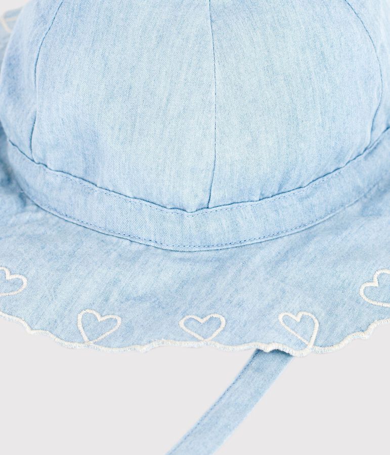 Breitkrempiger Baby-Sonnenhut aus Chambray f&uuml;r M&auml;dchen blau