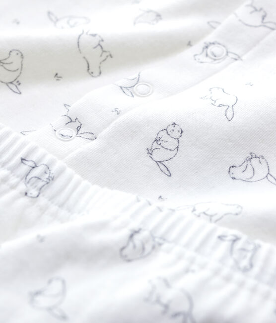 Zweiteiliges Baby-Set aus Bio-Baumwolle mit Murmeltier-Muster weiss MARSHMALLOW/grau GRIS