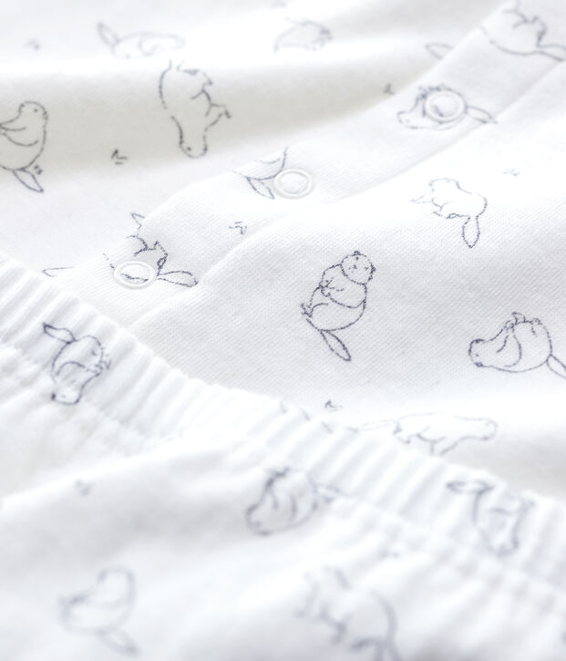 Zweiteiliges Baby-Set aus Bio-Baumwolle mit Murmeltier-Muster weiss/grau