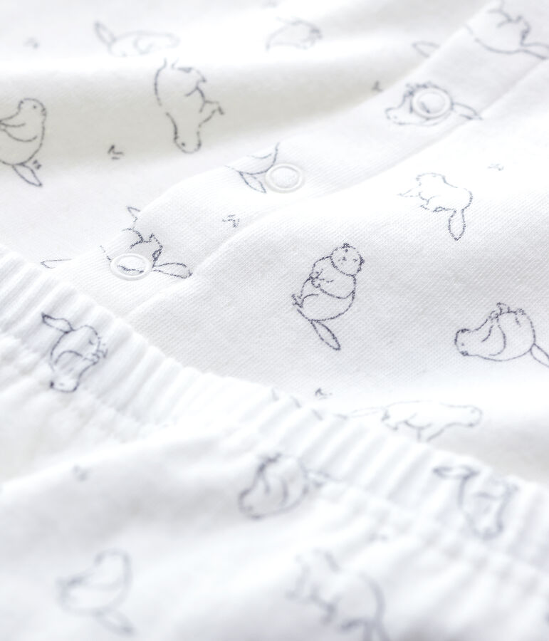 Zweiteiliges Baby-Set aus Bio-Baumwolle mit Murmeltier-Muster weiss/grau