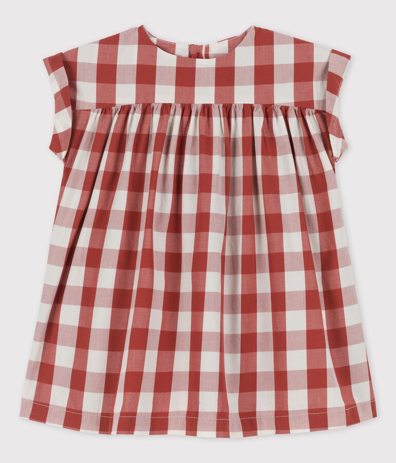 Baby-Kleid aus Popeline mit Vichy-Karos braun/naturfarben