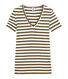 Gestreiftes Damen-T-Shirt mit V-Ausschnitt aus Original-Rippstrick