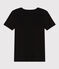 Kurzärmeliges Damen-T-Shirt L'ICONIQUE aus einfarbigem Rippstrick schwarz BLACK