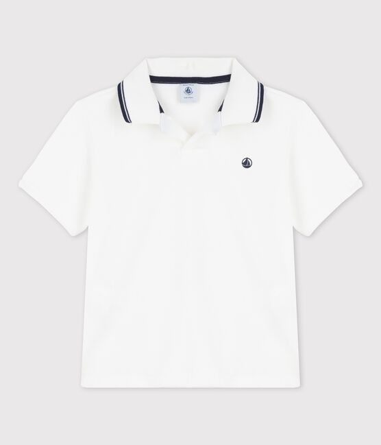 Kurzärmeliges Poloshirt aus Jersey für Jungen weiss MARSHMALLOW