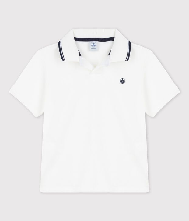 Kurz&auml;rmeliges Poloshirt aus Jersey f&uuml;r Jungen weiss