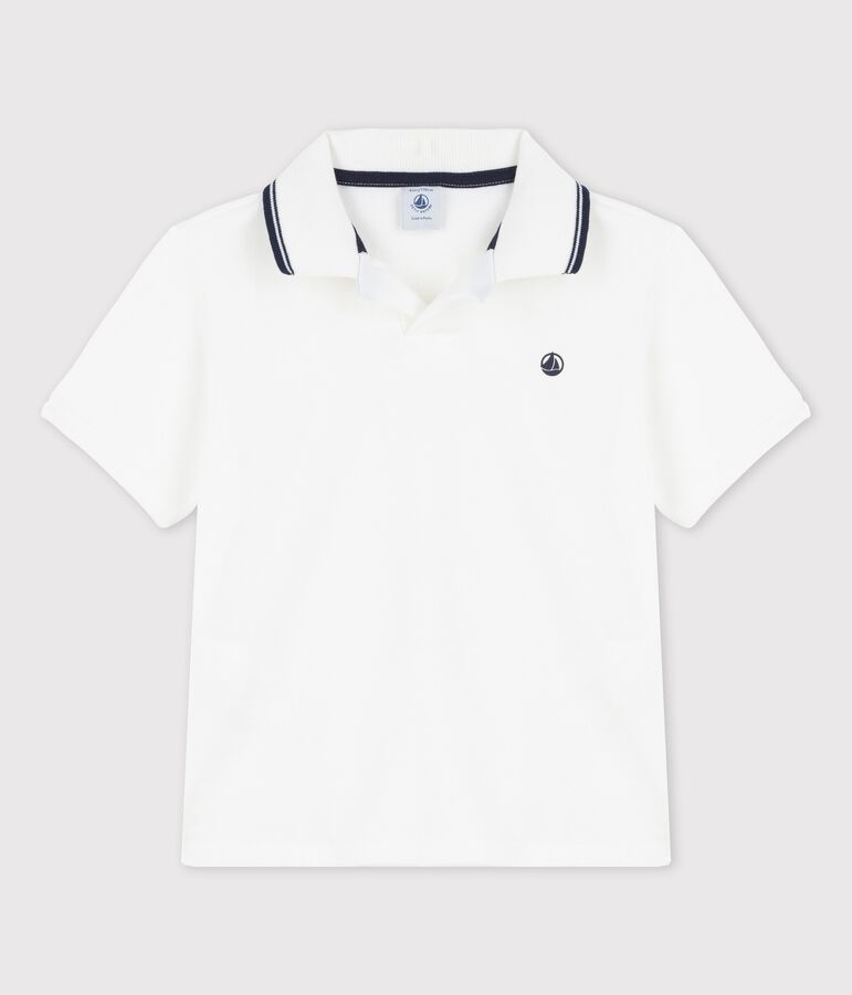 Kurz&auml;rmeliges Poloshirt aus Jersey f&uuml;r Jungen weiss