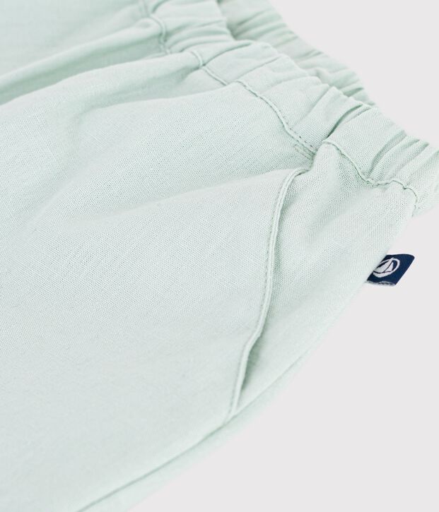 Baby-Hose aus Baumwolle/Leinen, einfarbig gr&uuml;n