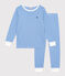 Gestreifter Kinderpyjama aus Baumwolle DELPHINIUM/ MARSHMALLOW