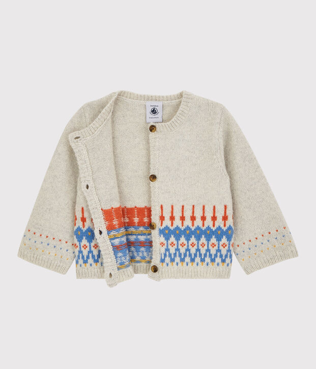 Baby-Cardigan aus Jacquard-Strick mit Wollanteil. MONTELIMAR CHINE