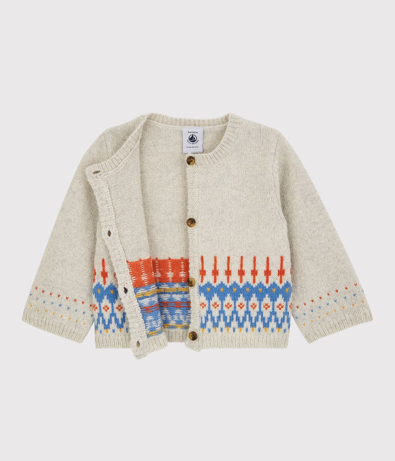 Baby-Cardigan aus Jacquard-Strick mit Wollanteil. beige