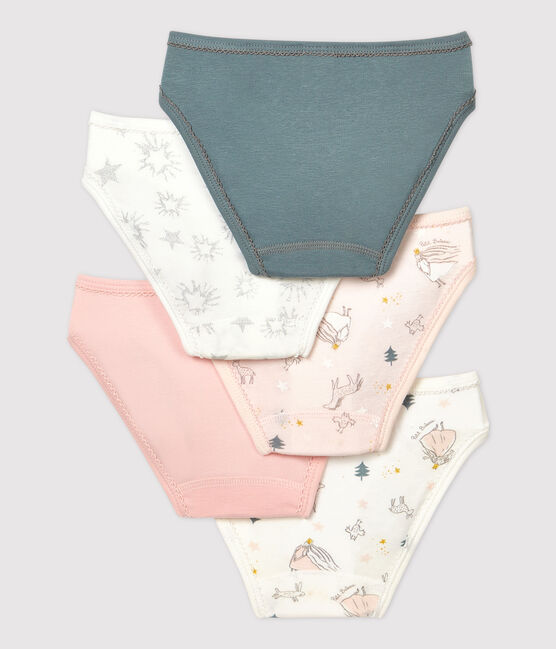 5er-Set Slips aus Baumwolle und Elastan mit Herzmotiv für Mädchen variante 1