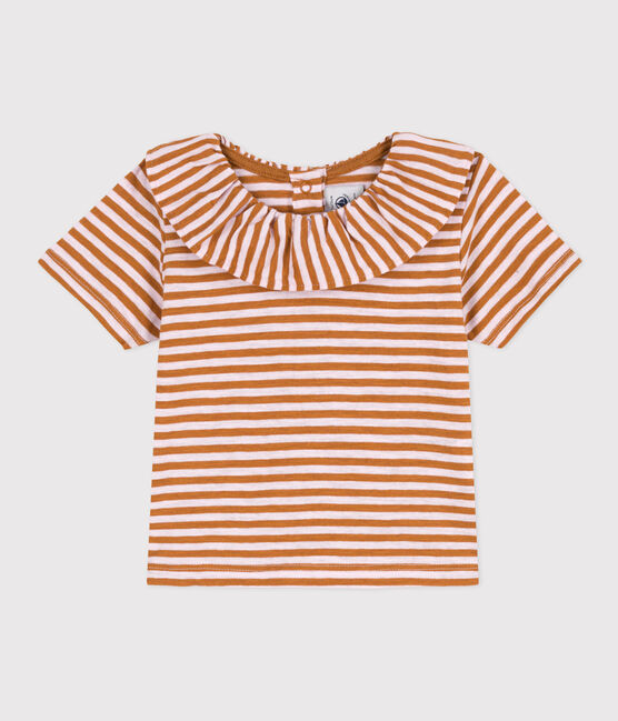 Kurzärmelige Babybluse aus gestreiftem geflammtem Jersey TOAST/ DOLL