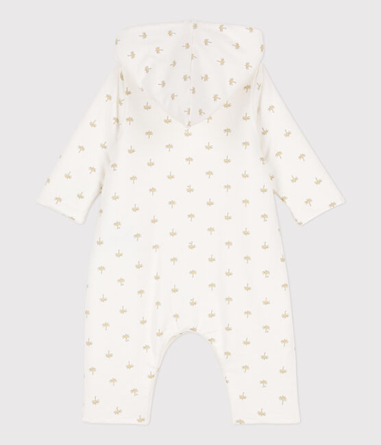 Langer wattierter Baby-Overall aus Baumwolle mit Kapuze weiss MARSHMALLOW/weiss MULTICO