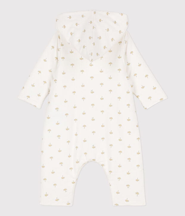 Langer wattierter Baby-Overall aus Baumwolle mit Kapuze weiss/vielfarbig