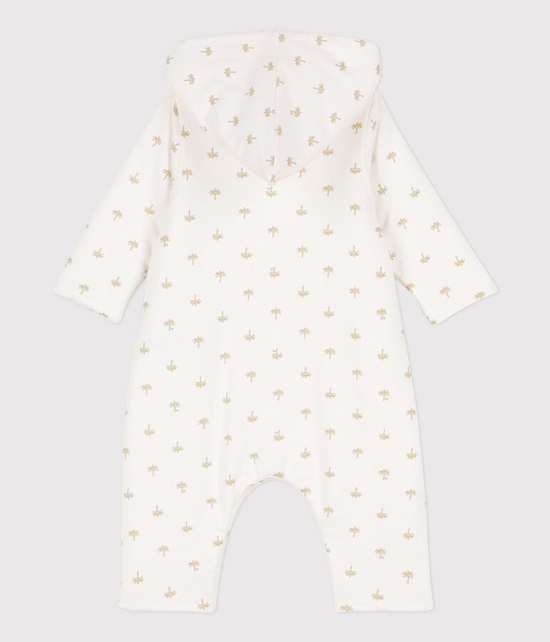 Langer wattierter Baby-Overall aus Baumwolle mit Kapuze weiss/vielfarbig