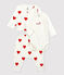Dreiteiliges Baby-Set aus Bio-Baumwolle mit rotem Herzmuster weiss MARSHMALLOW/rot TERKUIT