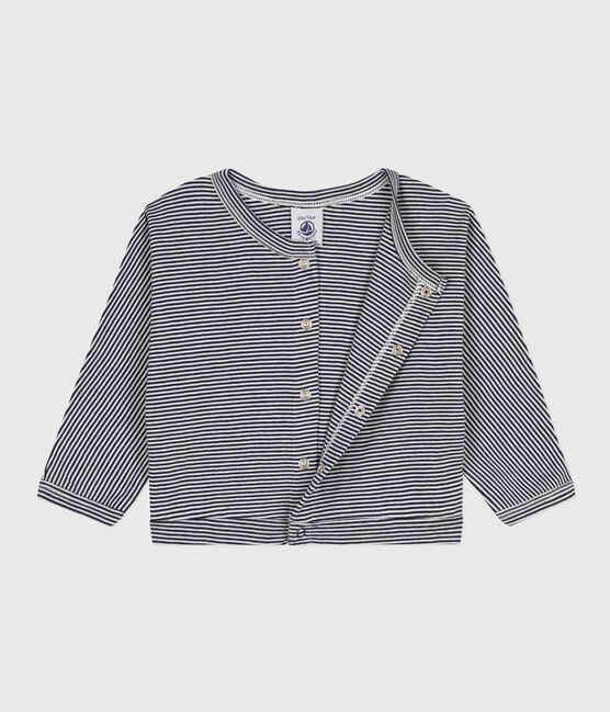 Baby-Cardigan aus Baumwolle blau SMOKING/weiss MARSHMALLOW
