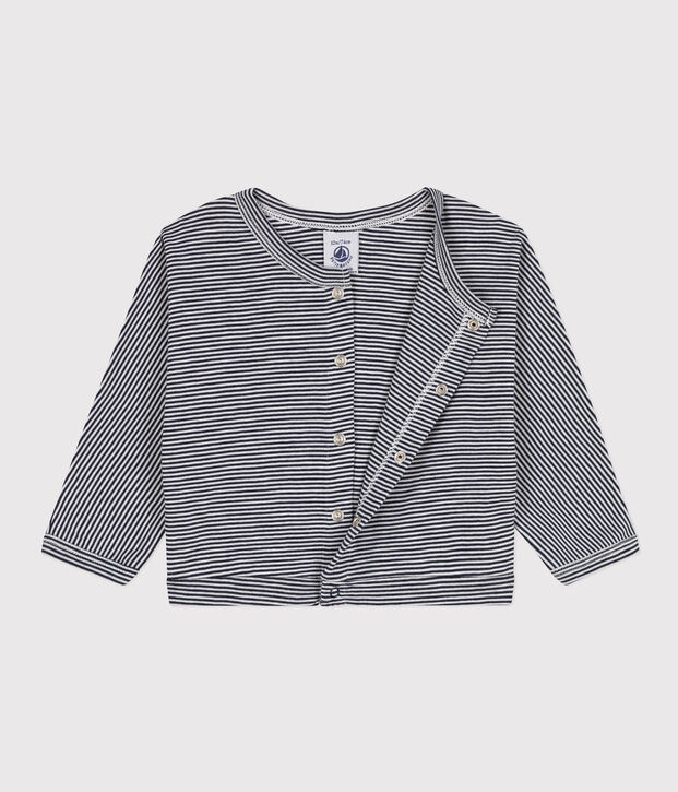 Baby-Cardigan aus Baumwolle blau/weiss
