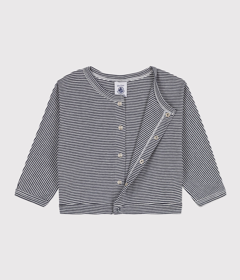 Baby-Cardigan aus Baumwolle blau/weiss