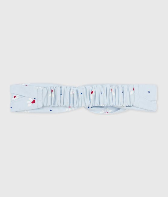 Kinder-Stirnband aus Popeline mit Blumenmuster blau FRAICHEUR/weiss MULTICO