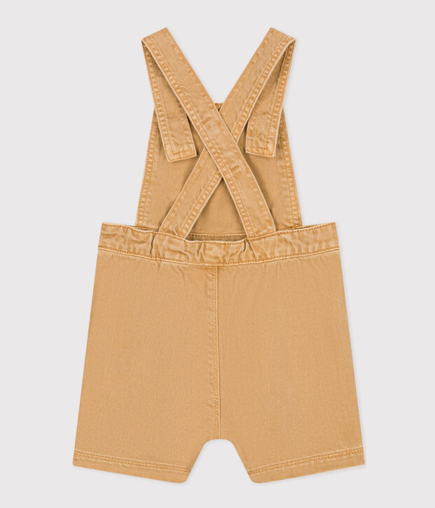 Kurze Baby-Latzhose aus farbigem Denim beige