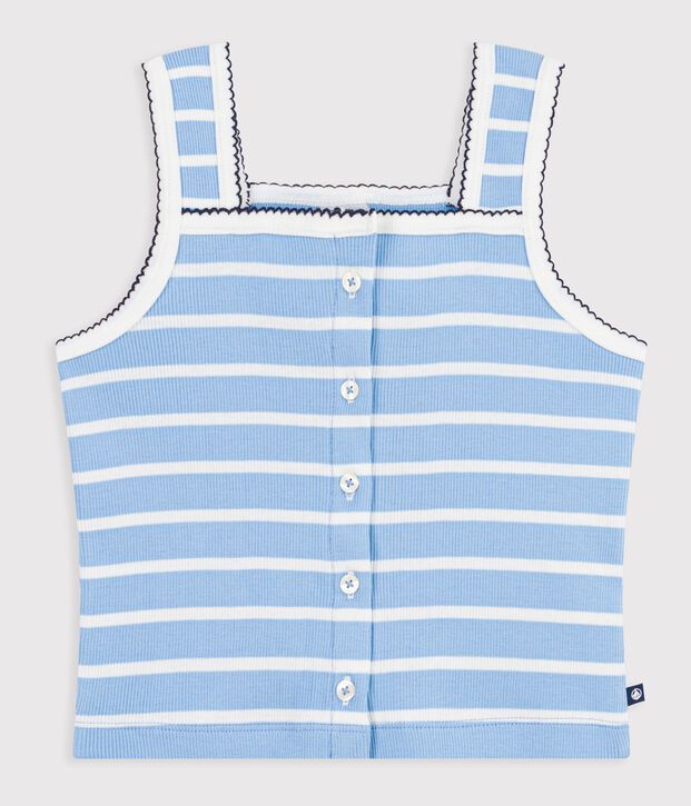 Kinder-Unterhemd aus Baumwolle mit Streifen blau/weiss
