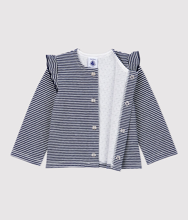 Baby-Cardigan aus Baumwolle blau/weiss