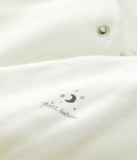 Baby-Schlafsack aus Bio-Baumwoll-Velours mit Häschen-Motiv weiss MARSHMALLOW