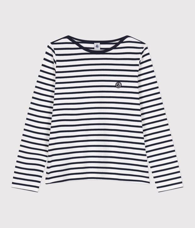 Streifenshirt Marini&egrave;re Damen-Ringelshirt aus fester Baumwollstoff weiss/blau