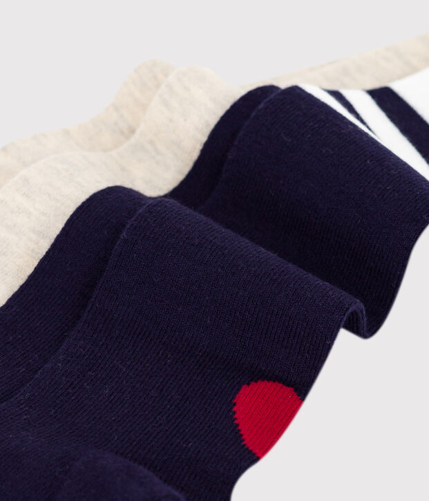 2er-Set Baby-Strumpfhosen aus einfarbiger Baumwolle mit Herzmotiv blau/beige