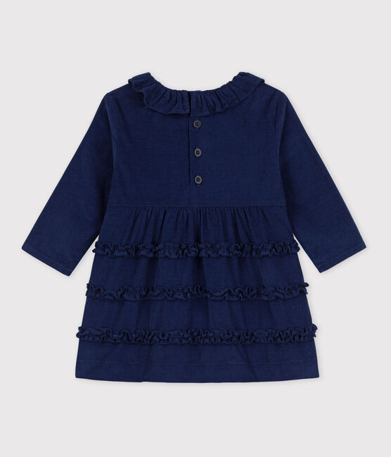 Langärmeliges Babykleid aus Feincord BLEU FONCE