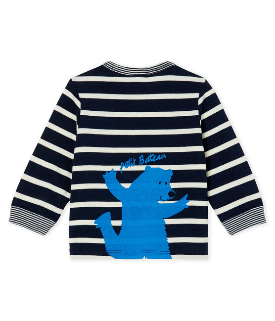 Langärmeliges Baby-T-Shirt für Jungen blau SMOKING/weiss MARSHMALLOW