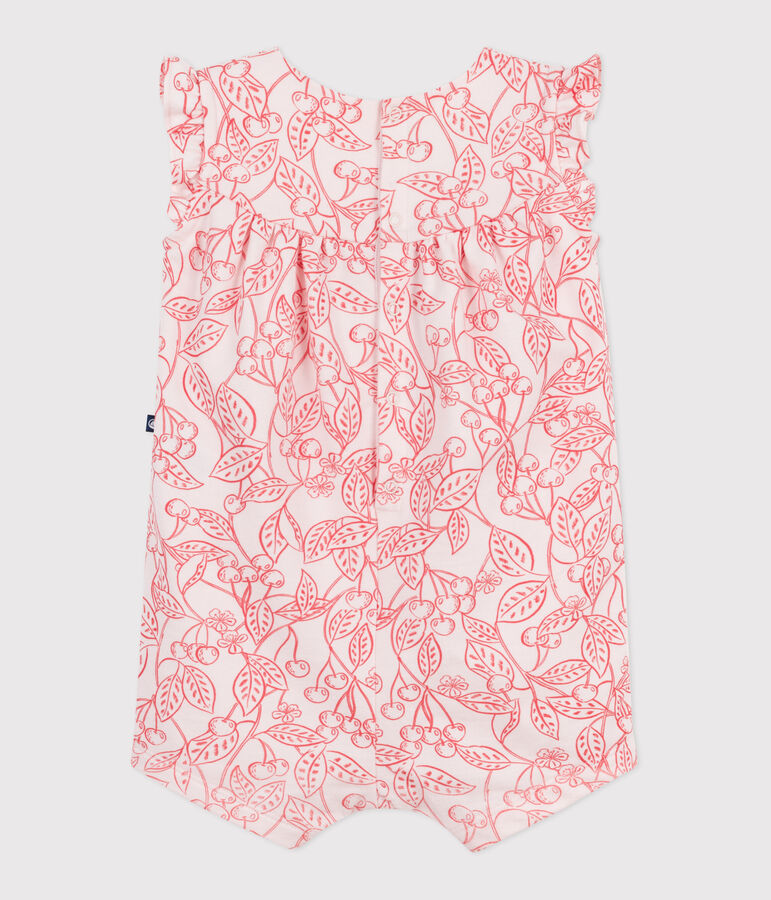 &Auml;rmelloser Baby-Kurzoverall aus Baumwolle mit rosa Kirschen rosa/rot
