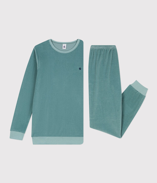 Kinderpyjama aus Nicki gr&uuml;n
