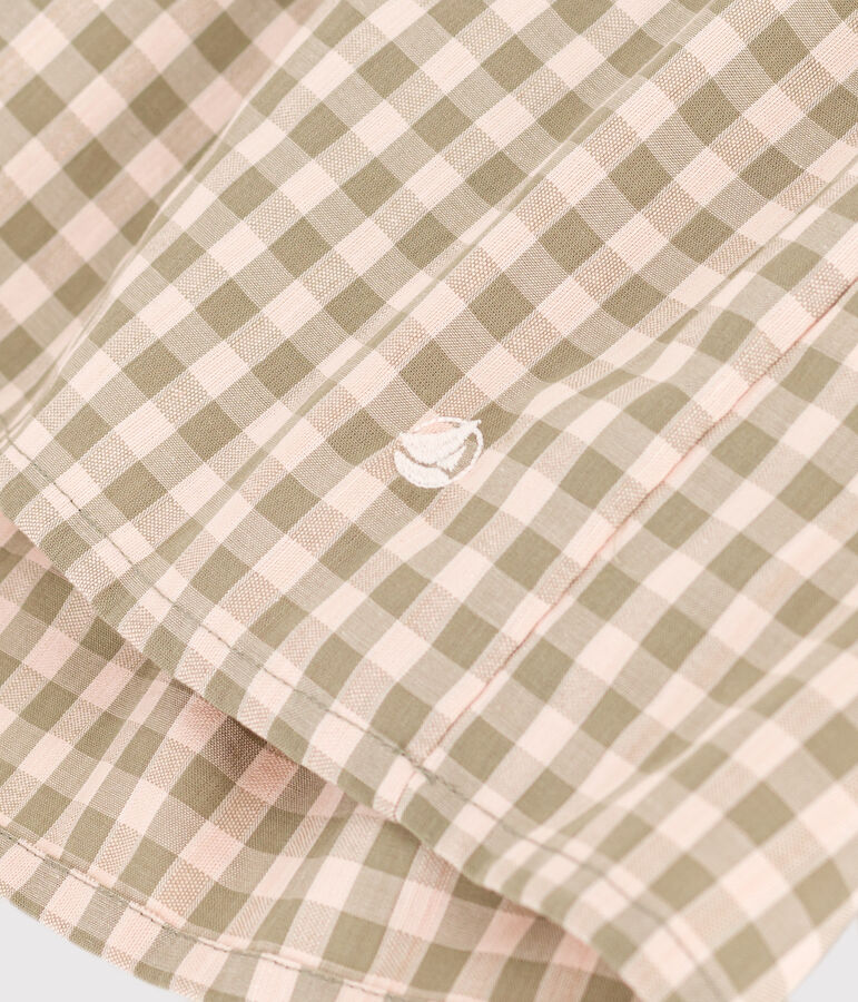 Kurz&auml;rmeliges Kleid aus Seersucker Kinder/M&auml;dchen gr&uuml;n/rosa