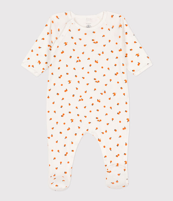 Strampler aus Baumwolle mit Orangenmotiv weiss MARSHMALLOW/weiss MULTICO