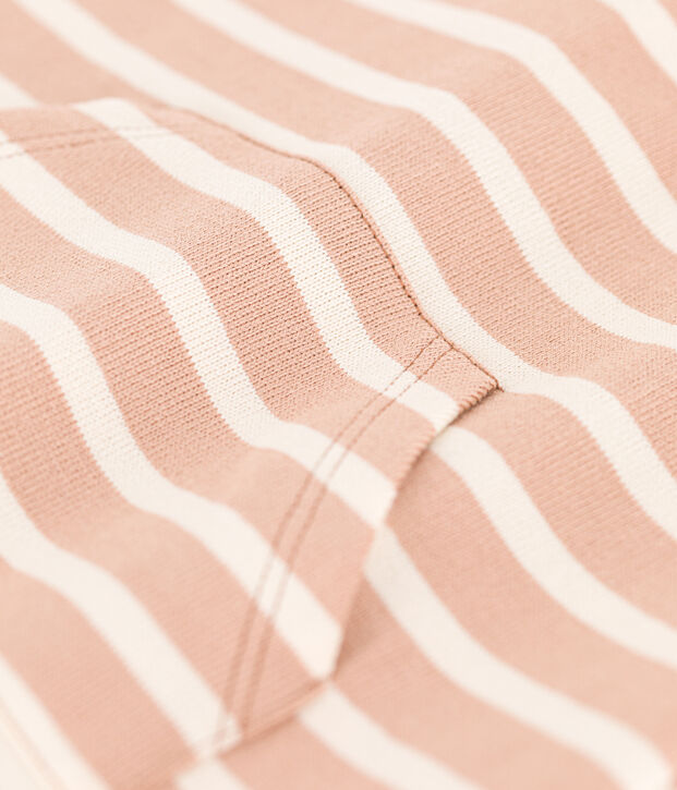 &Auml;rmelloser Baby-Kurzoverall aus dickem gestreiftem Jersey beige/naturfarben