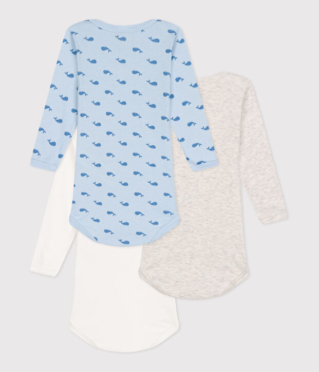 3er-Set lang&auml;rmelige Baby-Bodys aus Baumwolle mit Walmotiv vielfarbig