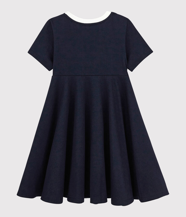 Kurz&auml;rmeliges Kinder-Kleid aus Jersey f&uuml;r M&auml;dchen blau SMOKING