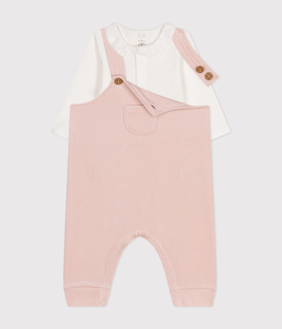 Baby Set, Latzhose aus Samt und body rosa SALINE