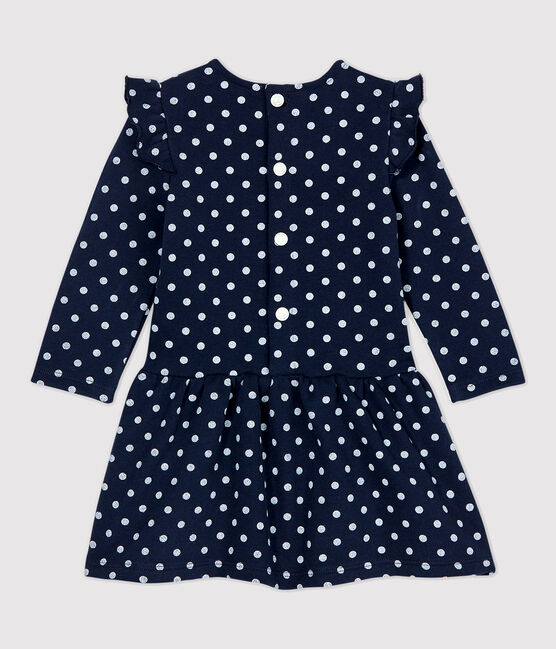 Baby-Kleid aus Molton für Mädchen blau SMOKING/weiss MARSHMALLOW