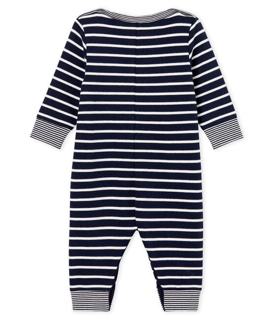 Baby-Langoverall für Jungen mit Streifen blau SMOKING/weiss MARSHMALLOW CN