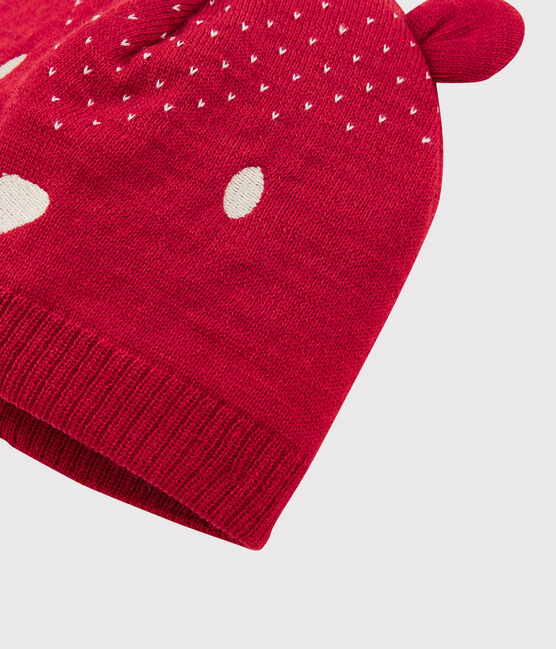 Baby-Strickmütze. rot TERKUIT